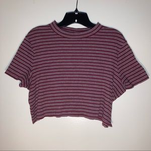 [WILD FABLE] Stripped and cropped shirt